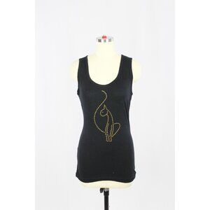 Vintage 00's BABY PHAT Black Jersey Rhinestone Cat Logo Tank, Size M